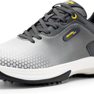 FitVille Wide & Extra Wide Mens Golf Shoes Professional Outdoor Waterproof Spiked Golf Shoes for Men