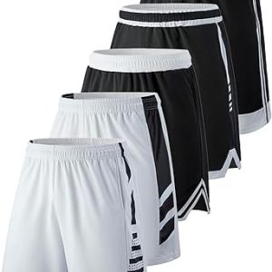 Liberty Imports 5 Pack Men's Quick Dry Athletic Basketball Shorts 9" Inseam with Pockets, Activewear for Workout Gym Running