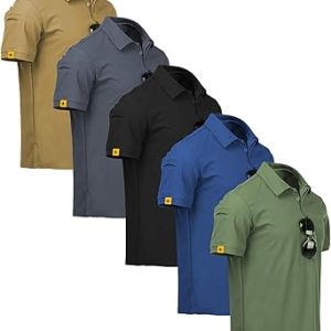 ZITY 5 Pack Mens Polo Shirt Short Sleeve Sports Golf Tennis T-Shirt Moisture-Wicking Summer Shirts